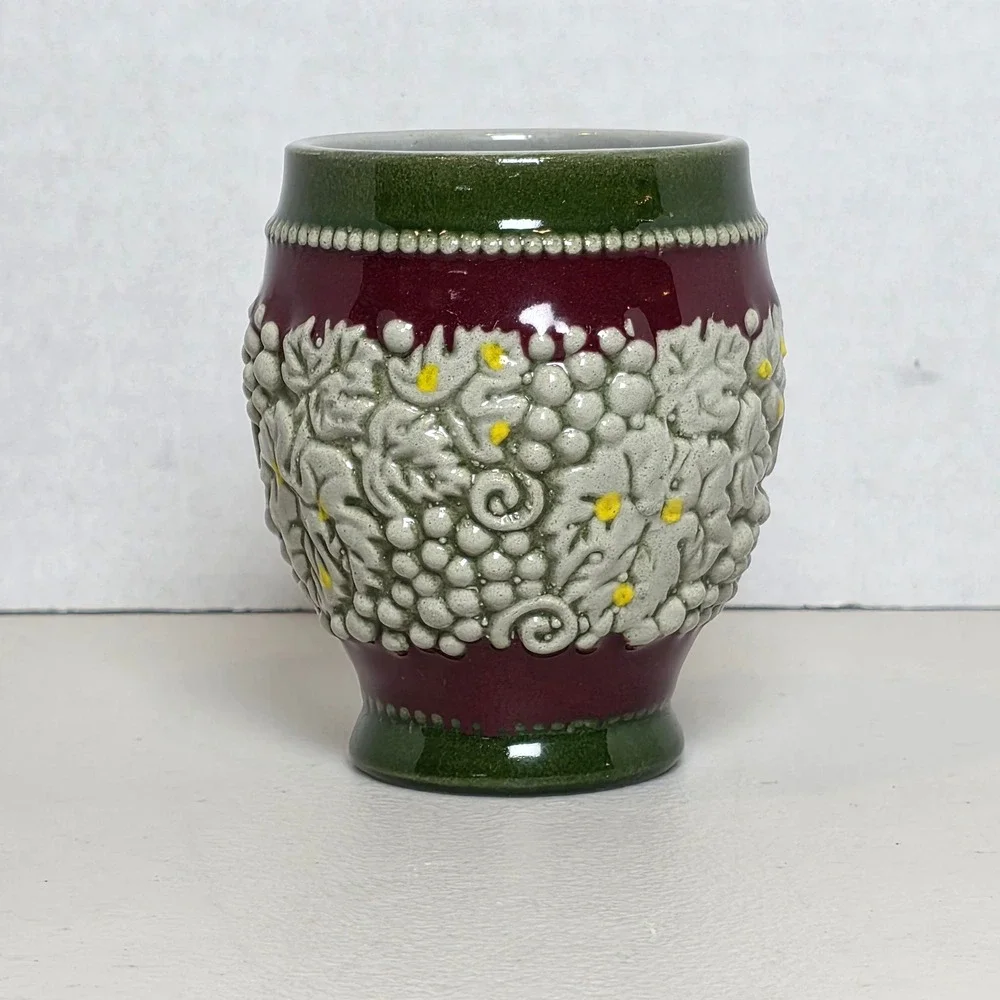 VTG Marzi Remy German Stoneware Replacement Wine Cup Grape Relief Burgundy Green